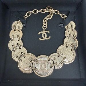 Authentic CHANEL Gold Medallion Chain Necklace
